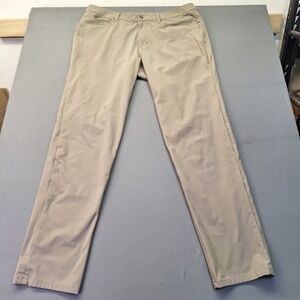 Lululemon Commission Pant Slim Warpstreme Khaki Tan Mens 38x32 LM5ADGT